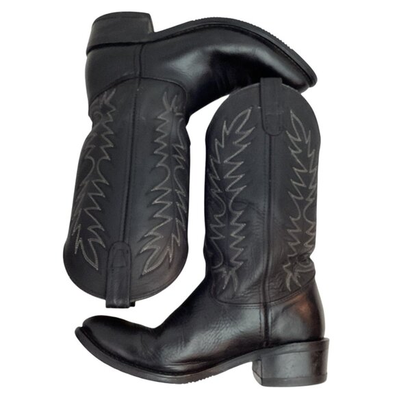 Double-H Mens 9D Work Western Leather Cowboy Boots 3267 Black Vintage - Picture 4 of 16